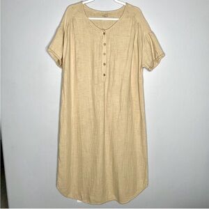 Studio Boheme Paris Organic Cotton Djellaba‎ Shirt Dress Medium Maxi Gauze Tan